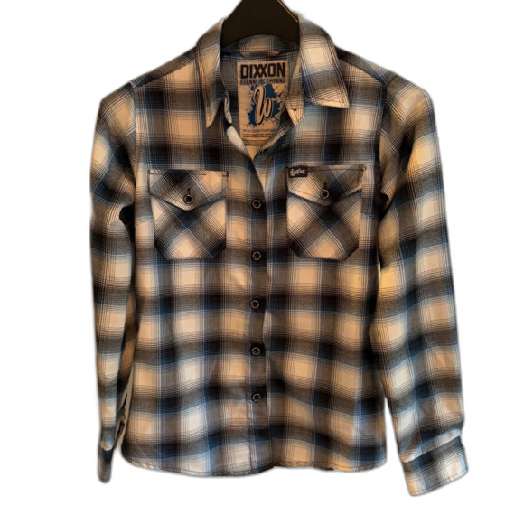 Dixxon Flannel | West Coast Custom Designs Blue & White Plaid Women's Size Small - Picture 1 of 8